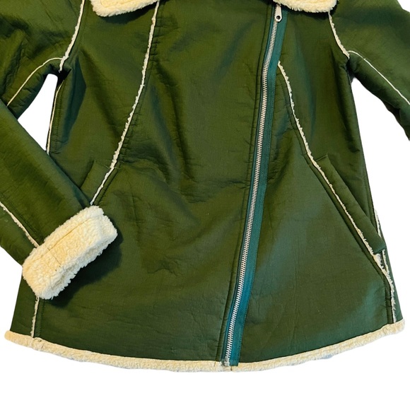 COPY - REBECCA MINKOFF Quinn Green Faux Shearling Moto Bomber Jacket - S Small - Picture 6 of 10